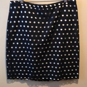 Loft black and white eyelet skirt